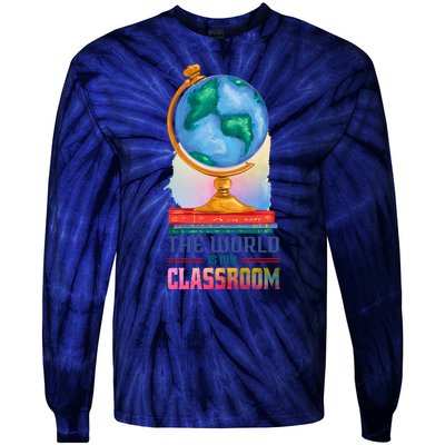 The World Is My Classroom Globe Tie-Dye Long Sleeve Shirt