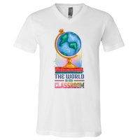 The World Is My Classroom Globe V-Neck T-Shirt