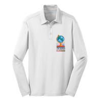 The World Is My Classroom Globe Silk Touch Performance Long Sleeve Polo