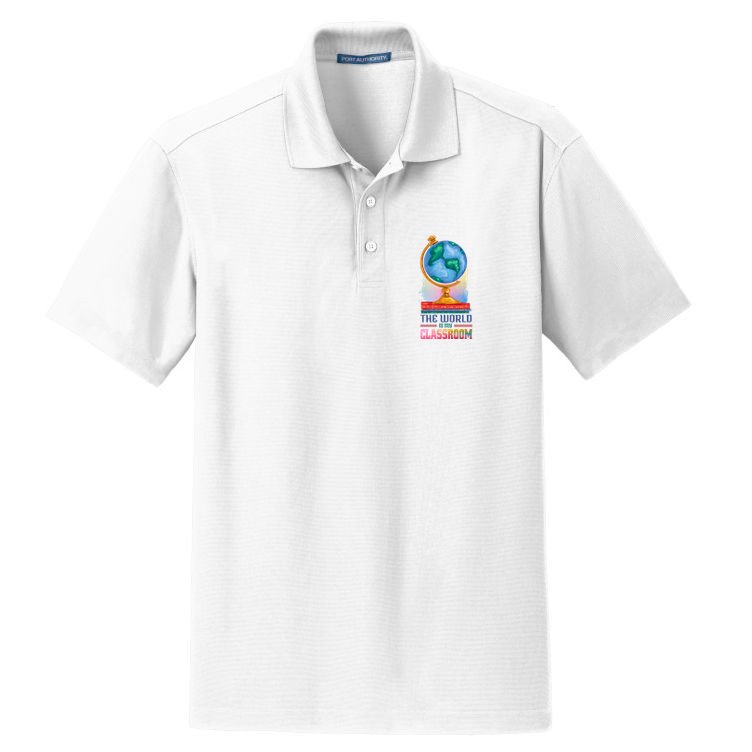 The World Is My Classroom Globe Dry Zone Grid Polo