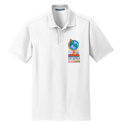 The World Is My Classroom Globe Dry Zone Grid Polo