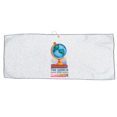 The World Is My Classroom Globe Large Microfiber Waffle Golf Towel