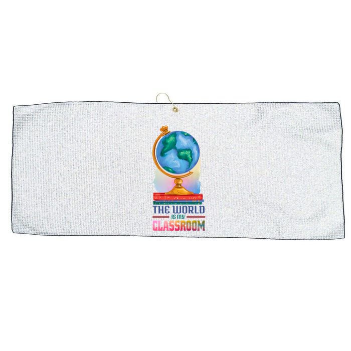 The World Is My Classroom Globe Large Microfiber Waffle Golf Towel