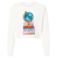 The World Is My Classroom Globe Cropped Pullover Crew