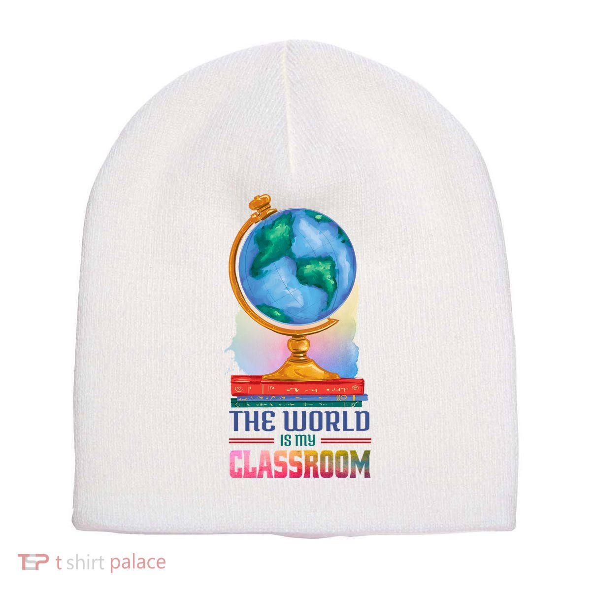 The World Is My Classroom Globe Short Acrylic Beanie