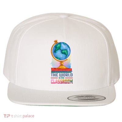 The World Is My Classroom Globe Wool Snapback Cap