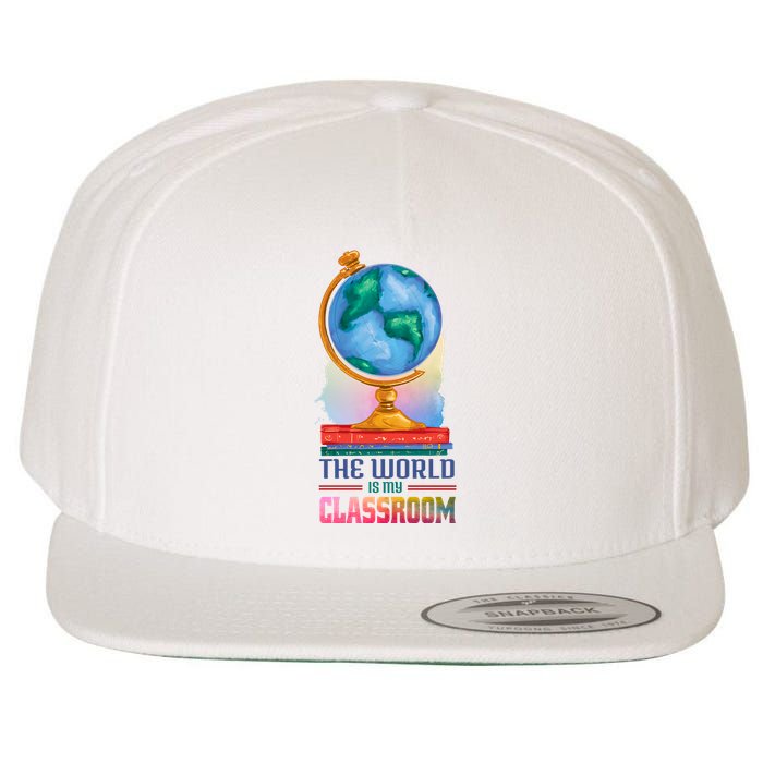 The World Is My Classroom Globe Wool Snapback Cap