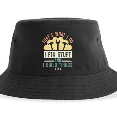 That's What I Do I Fix Stuff And I Build Things Mechanic Sustainable Bucket Hat