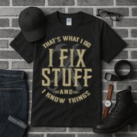 That's What I Do I Fix Stuff And I Know Things Tall T-Shirt
