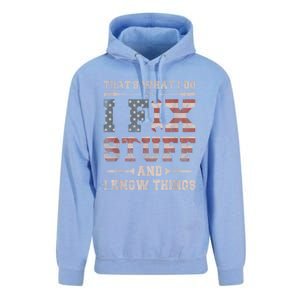 That's What I Do I Fix Stuff And I Know Things Funny Saying Unisex Surf Hoodie