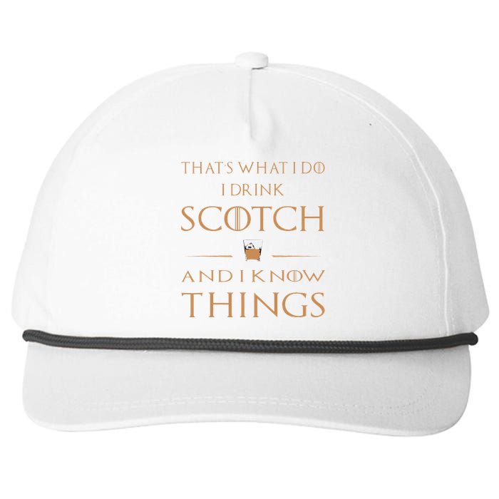 Thats What I Do I Drink Scotch And I Know Things Snapback Five-Panel Rope Hat