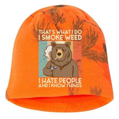 Thats What I Do I Smoke Weed I Hate People And I Know 420 Kati - Camo Knit Beanie