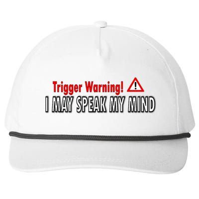 Trigger Warning I May Speak My Mind Gift Snapback Five-Panel Rope Hat