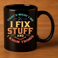 That's What I Do I Fix Stuff And I Know Things Funny Dad 11oz C Handle Ceramic Mug
