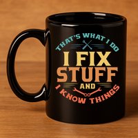 That's What I Do I Fix Stuff And I Know Things Funny Dad 11oz C Handle Ceramic Mug