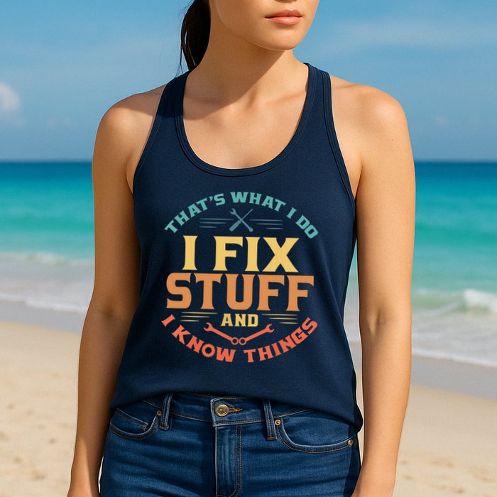 That's What I Do I Fix Stuff And I Know Things Funny Dad Womens Tank Top