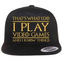 That's What I Do I Play Video Games And I Know Things Gamer Flat Bill Trucker Hat
