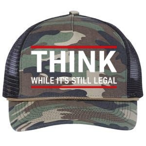 Think While It's Still Legal Political Statement Retro Rope Trucker Hat Cap