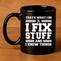 Thats What I Do I Fix Stuff And I Know Things Funny Saying 11oz C Handle Ceramic Mug