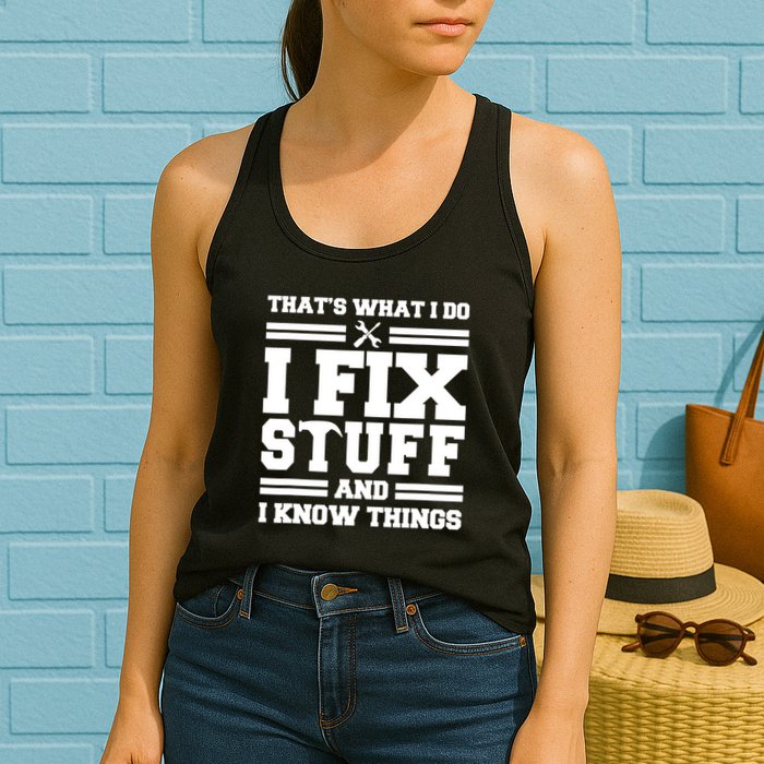 Thats What I Do I Fix Stuff And I Know Things Funny Saying Womens Tank Top
