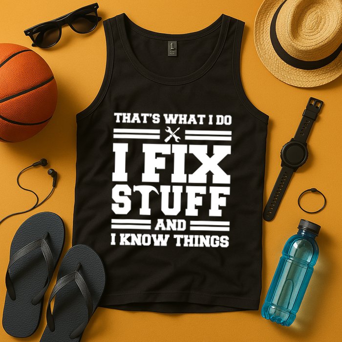 Thats What I Do I Fix Stuff And I Know Things Funny Saying Tank Top
