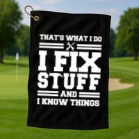 Thats What I Do I Fix Stuff And I Know Things Funny Saying Golf Towel