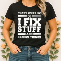 Thats What I Do I Fix Stuff And I Know Things Funny Saying Womens T-Shirt