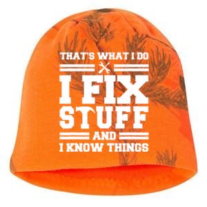 Thats What I Do I Fix Stuff And I Know Things Funny Saying Kati - Camo Knit Beanie