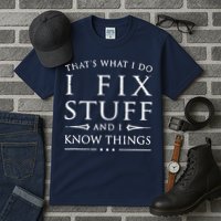That's What I Do I Fix Stuff And I Know Things Tall T-Shirt