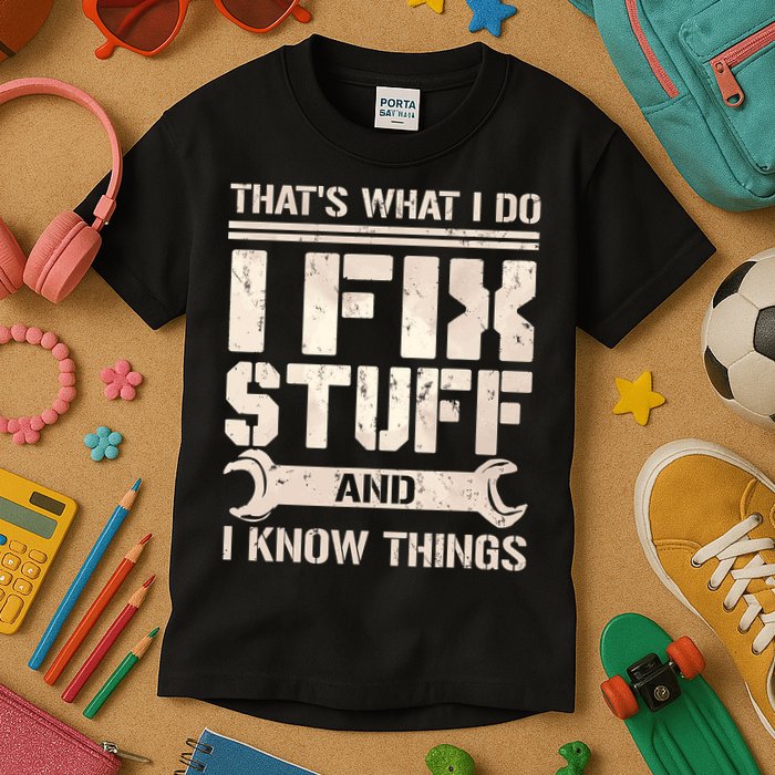 That's What I Do I Fix Stuff And I Know Things Kids T-Shirt