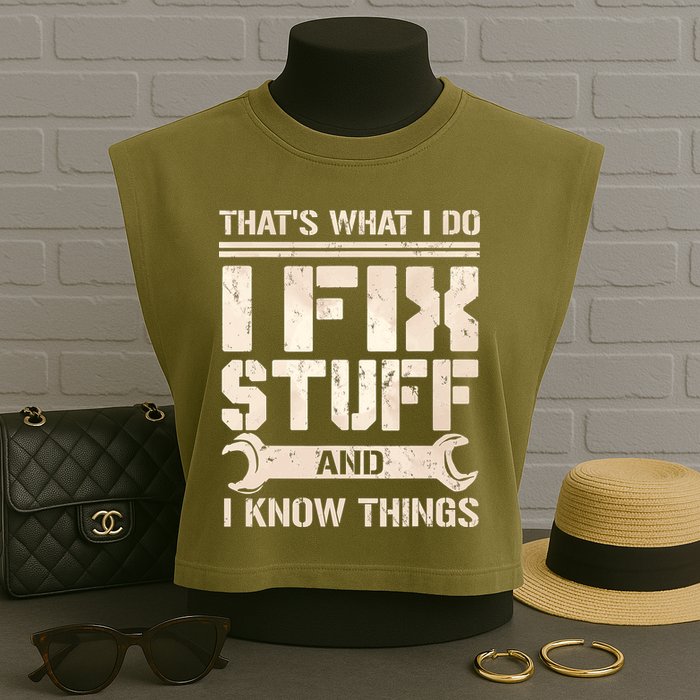 That's What I Do I Fix Stuff And I Know Things Garment-Dyed Women's Muscle Tee