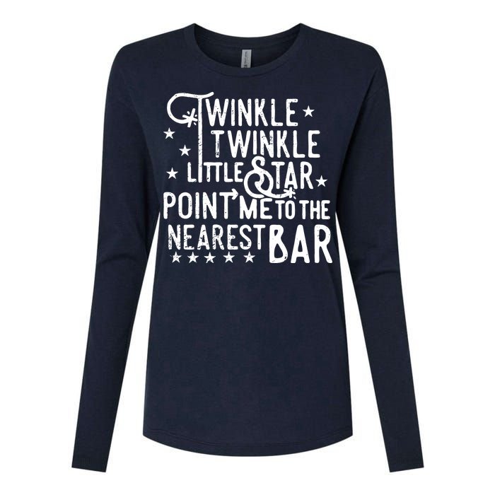 Twinkle Little Star Point Me To The Nearest Bar Womens Cotton Relaxed Long Sleeve T-Shirt