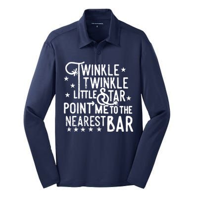 Twinkle Little Star Point Me To The Nearest Bar Silk Touch Performance Long Sleeve Polo