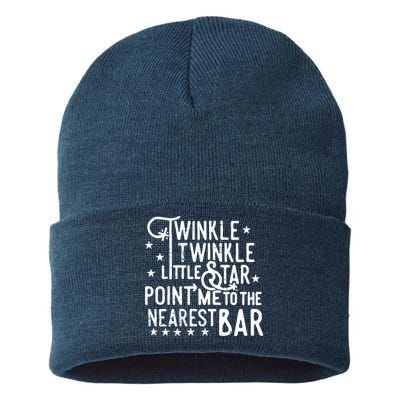 Twinkle Little Star Point Me To The Nearest Bar Sustainable Knit Beanie