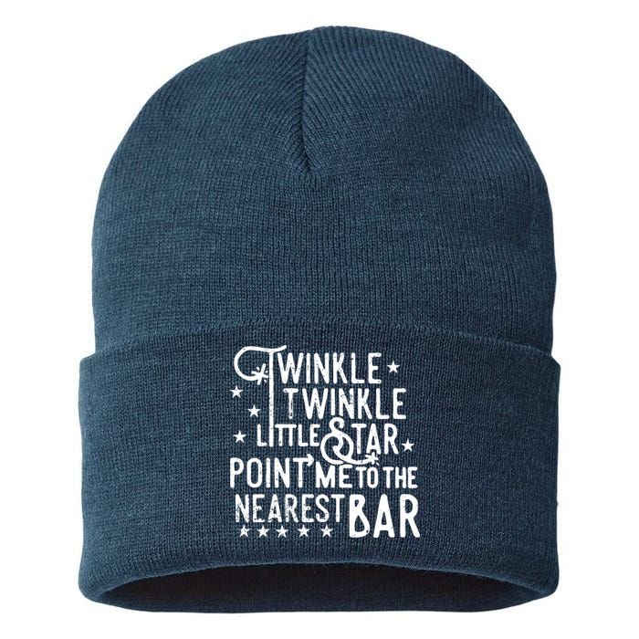 Twinkle Little Star Point Me To The Nearest Bar Sustainable Knit Beanie