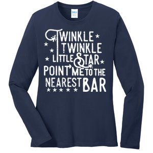 Twinkle Little Star Point Me To The Nearest Bar Ladies Long Sleeve Shirt