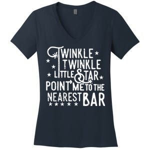 Twinkle Little Star Point Me To The Nearest Bar Women's V-Neck T-Shirt