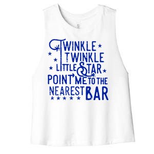 Twinkle Little Star Point Me To The Nearest Bar Women's Racerback Cropped Tank