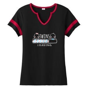 Twins loading cute twin mother  Ladies Halftime Notch Neck Tee