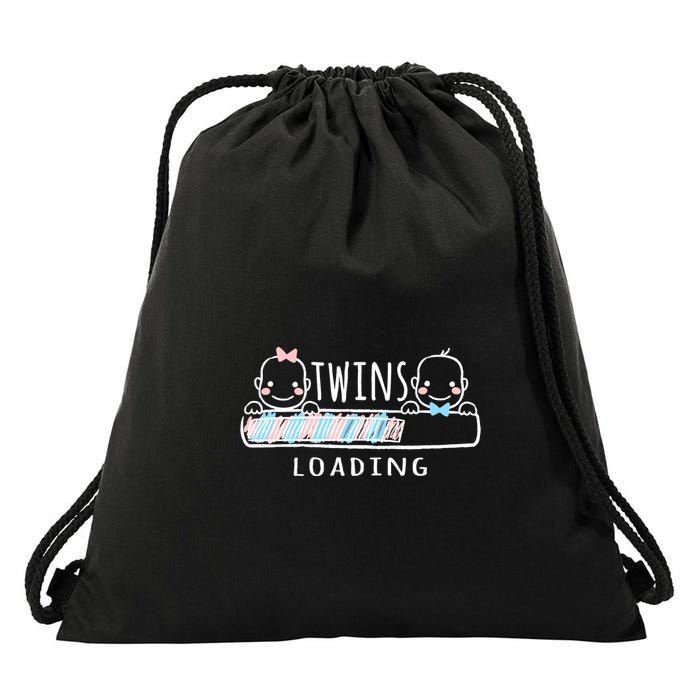 Twins loading cute twin mother  Drawstring Bag