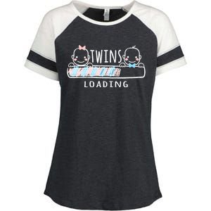 Twins loading cute twin mother  Enza Ladies Jersey Colorblock Tee