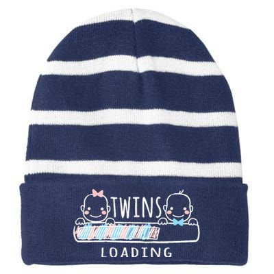 Twins loading cute twin mother  Striped Beanie with Solid Band