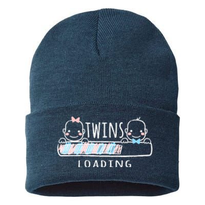 Twins loading cute twin mother  Sustainable Knit Beanie