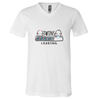 Twins loading cute twin mother  V-Neck T-Shirt