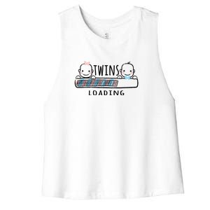 Twins loading cute twin mother  Women's Racerback Cropped Tank