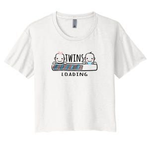 Twins loading cute twin mother  Women's Crop Top Tee