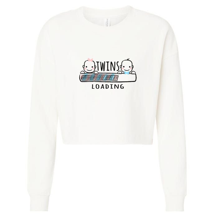 Twins loading cute twin mother  Cropped Pullover Crew