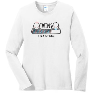 Twins loading cute twin mother  Ladies Long Sleeve Shirt