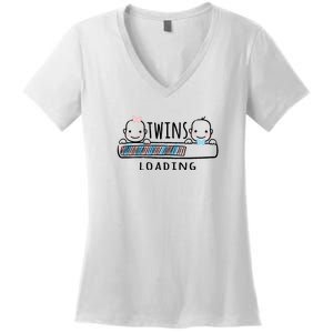 Twins loading cute twin mother  Women's V-Neck T-Shirt