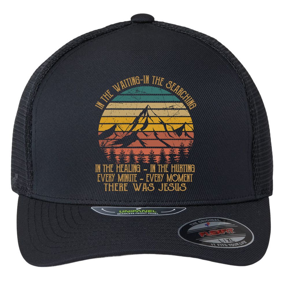 There Was Jesus Christian Faith Quote Leopard Rainbow Flexfit Unipanel Trucker Cap